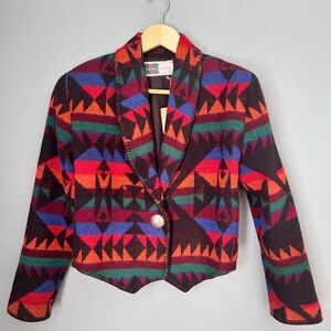 Vintage Rhonda Stark Wool Blend Bolero Blanket Jacket